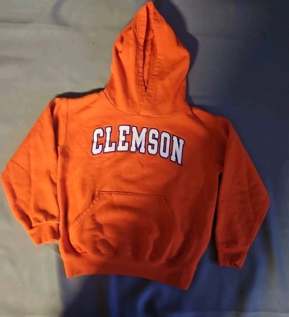 Champion ECO Clemson Tigers Hoodie Youth Small 6-7 Orange Purple And White